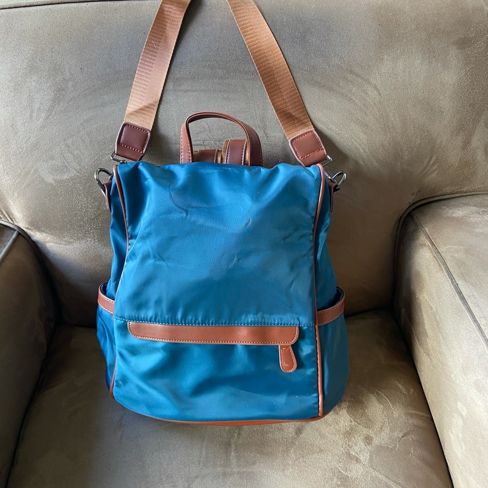 Teal and brown multi-use backpack! NWOT